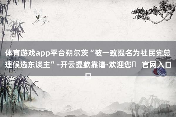 体育游戏app平台朔尔茨“被一致提名为社民党总理候选东谈主”-开云提款靠谱·欢迎您✅ 官网入口