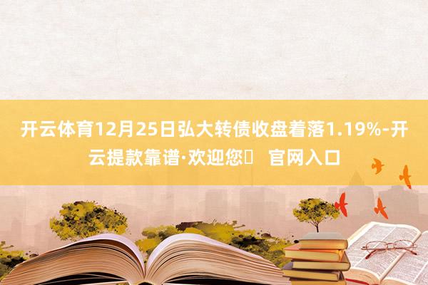 开云体育12月25日弘大转债收盘着落1.19%-开云提款靠谱·欢迎您✅ 官网入口